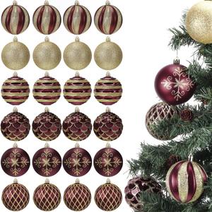 Soulchen 24 Pcs Christmas Balls Ornaments 3.15'' Vintage Hanging Christmas Tree Decor Ball Set for Xmas Tree Decorations Party Home (Dark Brown)