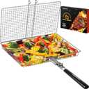 Grill Basket Extra Large, SUS304 Stainless Steel, Portable Folding BBQ Camping Grilling Rack for Fish, Vegetables, Shrimp, Barbeque Griller Cooking Accessories, Grilling Gifts for Men, Dad
