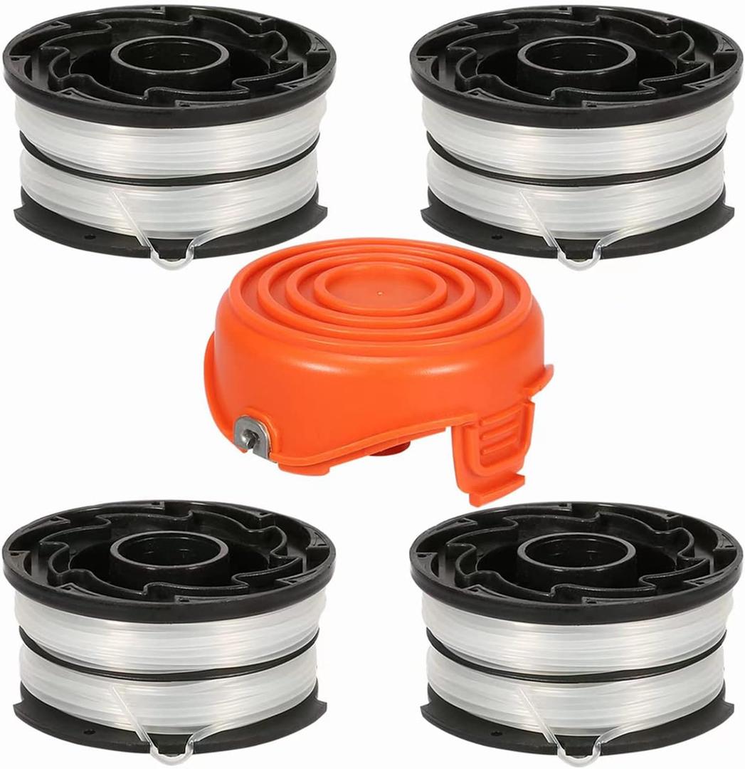 DF-065 String Trimmer Spool Compatible with Black and Decker GH710 GH700 GH750 DF-065-BKP Weed Eater Refills Line 36ft 0.065" Auto-Feed Dual Line Edger with RC-065-P Spool Cover (4+1)