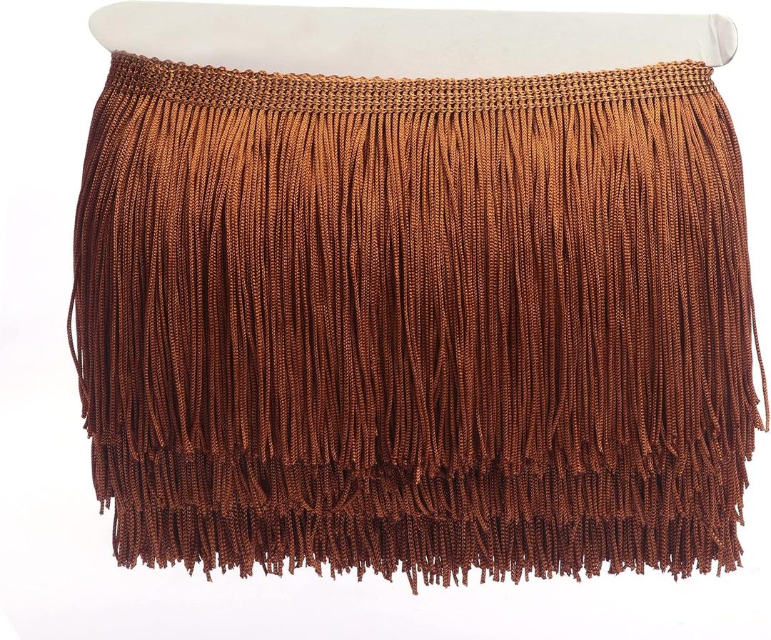 YYCRAFT 10 Yards 6 Inch Wide Tassel Curtain Fringe Trim by The Yard for DIY Sewing Crafts Clothing Curtains Decoration-Brown