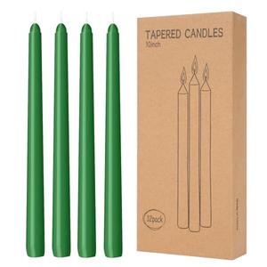 12 Pack Green Taper Candles 10 inch - Taper Candles Dripless, Smokeless, Unscented - 8 Hours Long Burning - Hand Poured Tall Candlesticks - Perfect for Home Decor, Weddings, and Special Occasions