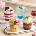 Lullaby 200Pack 9oz Clear Plastic Cups with Dome Lids, Dessert Cups with Lids, Disposable Parfait Cups, Party Cups Cupcake for Parties and Daily Use