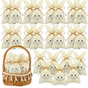 SilTriangle 36 Pcs Easter Treat Sacks Bags with Drawstring Bunny Gift Bags Bunny Party Favors Small Burlap Bag for Kids Goody Basket Party Supplies Cookies Candy Chocolate Hunt Stuffer