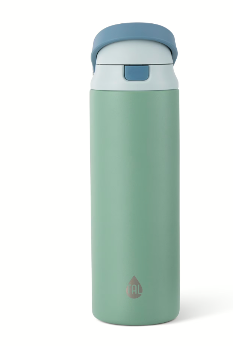 24oz Stainless Steel 2-in-1 Straw and Chug Water Bottle with Push Lid, Sage