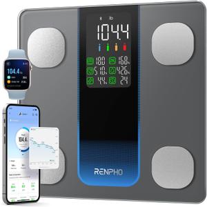 RENPHO Smart Scale for Body Weight, FSA HSA Eligible, Weight Scale with 7-in-1 Large Display for BMI, Body Fat, Muscle Mass, 13 Body Composition, High Accurate Bluetooth Scale, 500lbs, 11.8", Elis 2XL