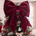23"x15" Thick Large Velvet Bow for Christmas Tree Topper, Burgundy, 25 × 15 Inch