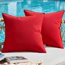 MIULEE Outdoor Pillow Covers Red Waterproof Decorative Patio Throw Pillow Covers Fade Resistant for Furniture Tent Couch Sofa Living Room Pack of 2 Spring Summer Pillowcases 18x18 Inch