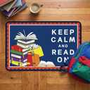 Dunzy Keep Calm and Read On Mat Classroom Calm Down Corner Rug 36" x 24" Non-Slip Carpets Black Rug for School Living Bedroom Playroom
