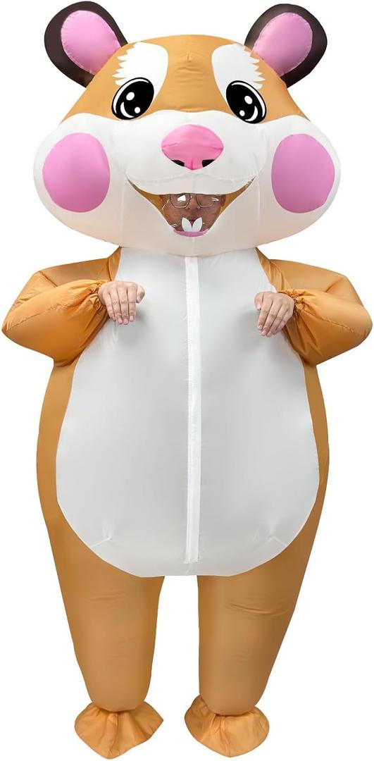 Stegosaurus Inflatable Hamster Costume for Adult - Funny Giant Hamster Blow Up Costumes for Men & Women Halloween Costumes Cosplay Party (Orange, L)