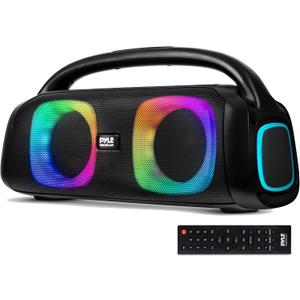 Pyle Portable Bluetooth Speaker Boombox with Dual 5 High-Performance Wireless Speakers, 160W Power, Rechargeable Battery, Mic Priority, USB/Micro SD/AUX/FM Radio, LED Ring Light, Outdoor Speaker