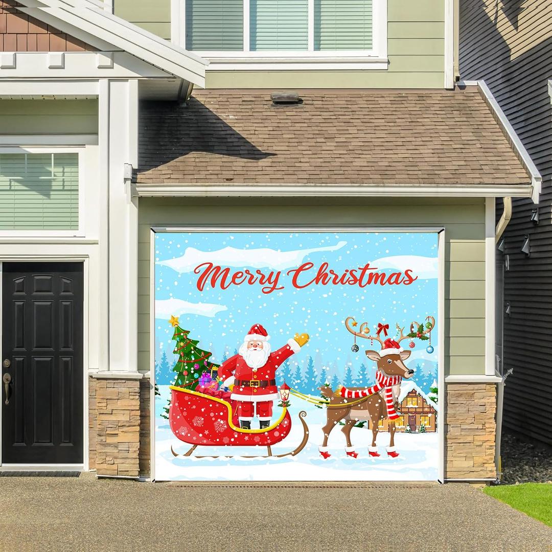 7 x 8 Ft Christmas Garage Door Banner, Double Garage Door Cover, Large Christmas Backdrop Decoration for Outdoor Indoor Home Holiday Party 7 x 8 Ft Christmas Garage Door Banner, Double Garage Door Cover, Large Christmas Backdrop Decoration for Outdoor Indoor Home Holiday Party
