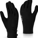 MCTi Lightweight Gloves Liners for Men Women, Touch Screen Gloves with Conductive Microfiber, Palm Silicone, for Running Driving Hiking (Medium, Black)