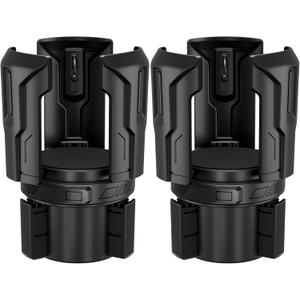 Cup Holder Expander (Adjustable Holder & Base, Auto-Fit Hold, One Button Open), Car Cup Holder Expander for Yeti, Hydro Flask, Nalgene, Owala, Bottles in 2.6"- 4.8" (Black, 2 Pack)