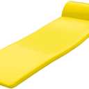 TRC Recreation Sunsation Vinyl Coated Foam Swimming Pool Float Mat Adult Lounger with Built-in Roll Pillow (Yellow)