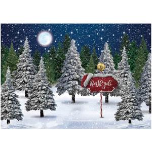 Allenjoy Winter Snowing Night Landscape Forest Backdrop Christmas Wonderland North Pole Moon Snowflake Snow Scene Pine Kids Newborn Photo Booth Props Baby Shower 7x5ft Photography Background (82 x 59 in)
