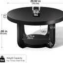 Round Coffee Table, 2-Tier Circle Coffee Table with Storage (Black)