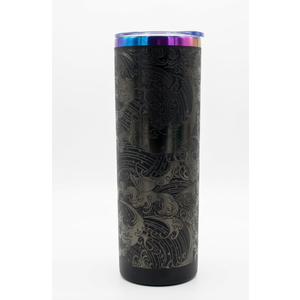 Rainbow Plated Stainless Steel Tumbler Straight Double Wall Powder Coated for Laser Engrave, 20oz Black To Iridescent