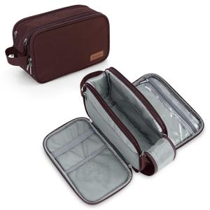Wedama Toiletry Bag for Men, Handheld Travel Bag, Waterproof Toiletries, Thickened Polyester Dopp Kit, Toiletries Business Trips and Camping, Brown (Large)
