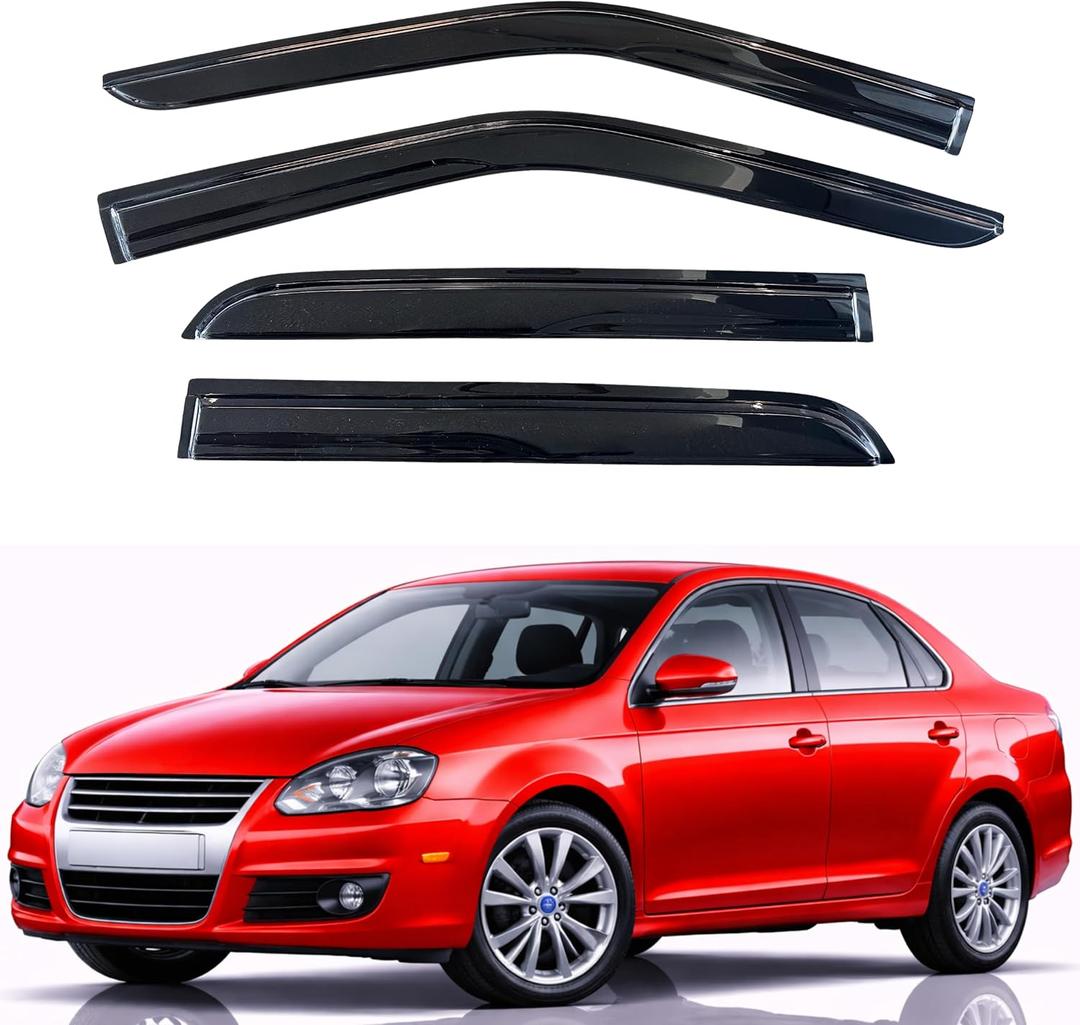 KPY Rain Guards Fit for 2006-2010 Volkswagen Jetta Sedan, Out-Channel Window Visors Vent Wind Deflectors 4PC, Car Accessories for 06-10 VW Jetta Sedan