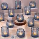 19 Pcs Blue Vintage Candle Holders - Bulk Glass Holders for Party & Wedding Decoration