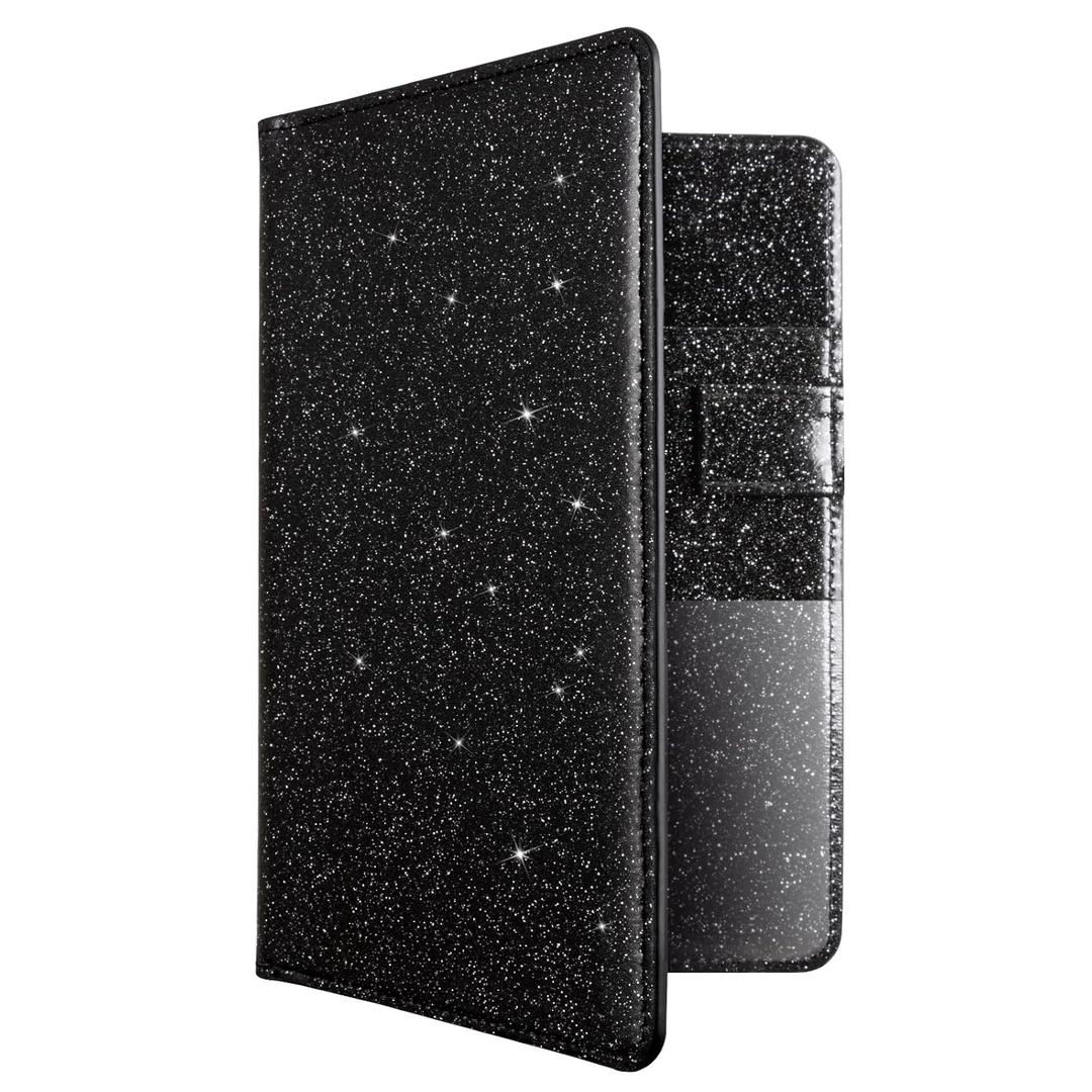 CoBak Server Book  Compact Organizer with Clear and Money Pockets, Pen Holder, Fits Apron Perfectly, Leather Waitress Book (*Classic-Glitter Black)