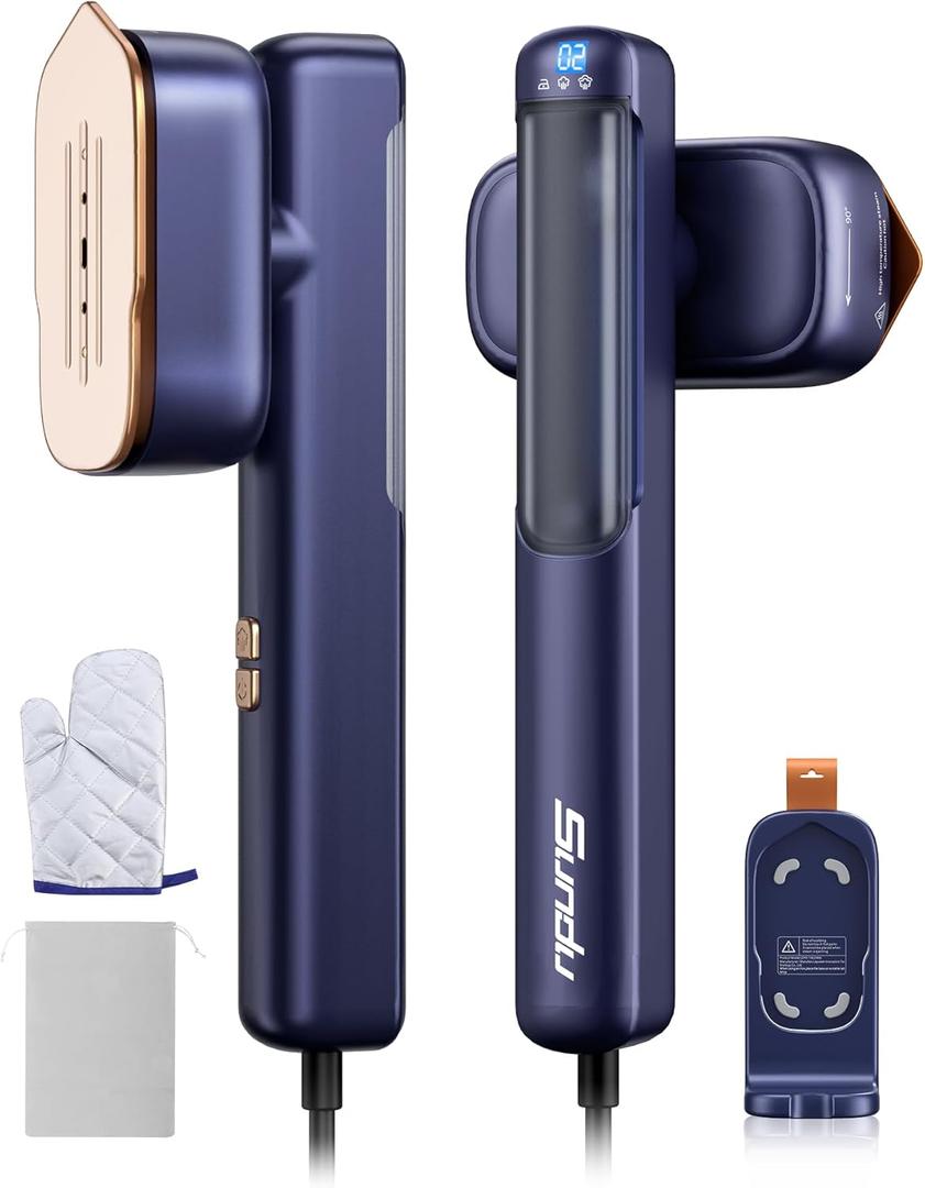 Steamer for Clothes,Sundu Portable 2 In 1Handheld Garment Steamer,15s Fast Heat-up,100ml Water Tank,Steamer Ironing Gloves,20 Minutes of Continuous Ironing Removes Wrinkle for Home,Office and Travel (Advanced Blue)