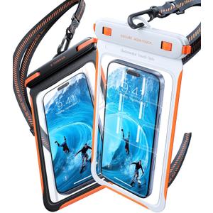 TORRAS 2 Pack IPX8 Waterproof Phone Pouch Floating, Underwater Screen Touchable, Waterproof Phone Case with Lanyard for iPhone 17 Pro Max 16 15 14 S26 Ultra S25, Cell Phone Dry Bag 7.0", Black & White