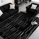 YIHOUSE 5x7 Abstract Striped Area Rug, Modern Washable Stain Resistant Rugs Non Slip, Soft Indoor Floor Carpet for Living Room, Bedroom,Dining Room, Black and White
