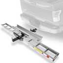 Motorcycle Hitch Carrier with Ramp, 400 lb Lightweight Aluminum Dirt Bike Trailer Hauler with Ratchet Straps and Stabilizer, Hitch-Mounted Scooter Hauler for SUVs and Trucks Included Fits 2" Receiver