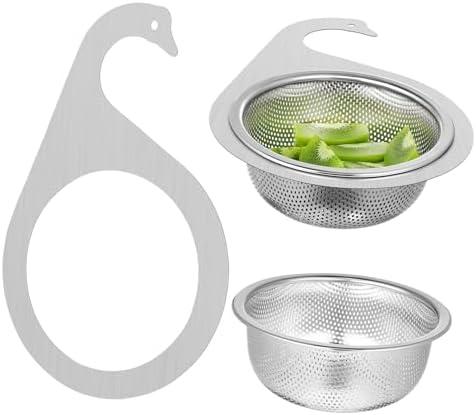 2pcs Stainless Steel Sink Drain Basket Swan Strainer for Kitchen Multifunctional Side Drainer for Fruits Vegetables Easy to Install Space Saving Design