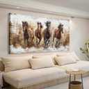 tigeridge Horses Canvas Wall Art - Brown Horse Pictures Animal Wall Decor Running Horses Painting Prints Artwork for Living Room Bedroom Home Office Wall Decorations 24" x 48"