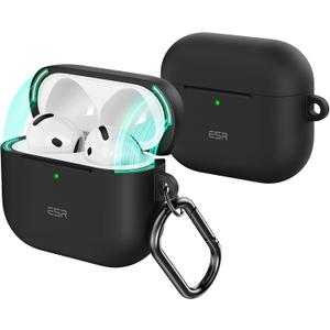 ESR for AirPods 4 Case, Compatible with Apple AirPods 4 Case (2024) (USB-C), Magnetic Lid, Full Drop Protection Cover with Carabiner, Cloud Series, Black
