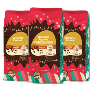 Crazy Cups Flavored Ground Eggnog Coffee, Caramel Eggnog in 10 oz Bag, 3 Pack (BB: January 08, 2026)
