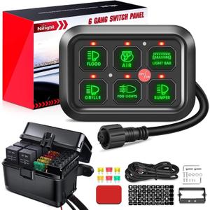 Nilight 6 Gang Switch Panel Universal Circuit Control Relay System with Fuse Wiring Harness Automatic Dimmable ON-Off LED Switch Pod for Cars Trucks Boats ATV UTV SUV