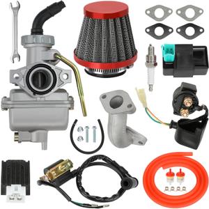 YOXUFA PZ20 Carburetor Assembly Ignition Coil AC CDI Box Starter Solenoid Relay Voltage Regulator Kit Compatible with Tao tao Coolster 125cc 110cc ATV Pit Dirt Bike Kazuma Baja Lifan Parts Accessories