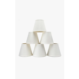 Chandelier Lamp Shades Small Lamp Shade Clip on Fitter Lampshade Linen Lamp Shades, 3" x 6" x 5", Set of 10 (Beige)
