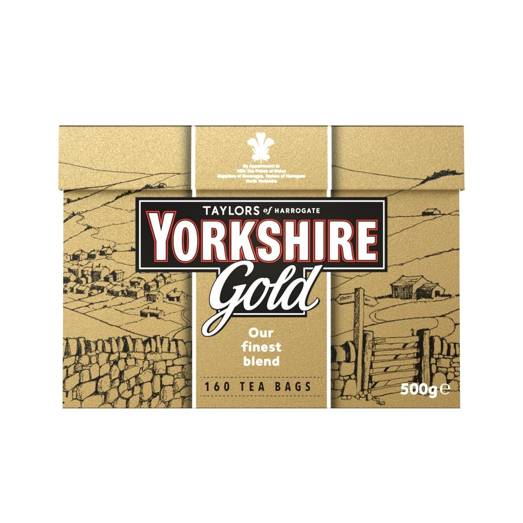 Yorkshire Tea, Gold, Pillow Tea Bags, 160 Count (Pack of 1), Premium Blend, Rich, Smooth, and Satisfying, Classic British Breakfast Blend, Caffeinated, Enjoy Hot or Iced, 160 Teabags BB Date 02/2027