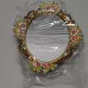 Gold Mirror Vanity Tray, Hand Painted Decorative Jewelry Tray, Metal Makeup Tray for Vanity, Dresser, Countertop (Pink Rose)