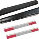 Black Straight Spring Loaded Mud Flap Hanger Set 2.5" Bolt Spacing 30" Length with Aluminum Reflective Tapes fit for Semi Trucks Trailers, 2 pcs