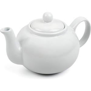 RSVP International Stoneware Teapot Collection, Microwave and Dishwasher Safe, 16 oz, White