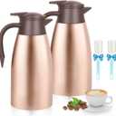 70oz Thermal Coffee Carafe, 2 Pack Airpot Insulated Coffee Urns Stainless Steel Vacuum Thermal Pot Dispenser for Coffee, Hot Water, Tea, Hot Beverage - Keep 12 Hours Hot, 24 Hours Cold (Rose)