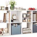 8 Cube Storage Organizer Bookcase, Wooden Freestanding Bookshelf with Open Storage Compartments, Sturdy Thick Panels, Easy Assembly, for Living Room Bedroom Office, White