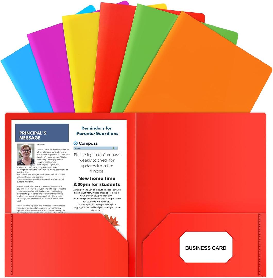 HABGP Plastic Folders with Pockets, 6 Color Heavy Duty Two Pocket Folder Business Card Holder for Office High School HABGP Plastic Folders with Pockets, 6 Color Heavy Duty Two Pocket Folder Business Card Holder for Office High School
