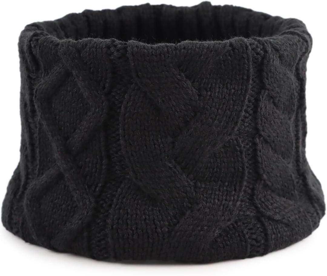 JANGANNSA Winter Kids Scarf Warm Children Neck Warmer Reversible Boys Girls Knitted Scarves (Black)