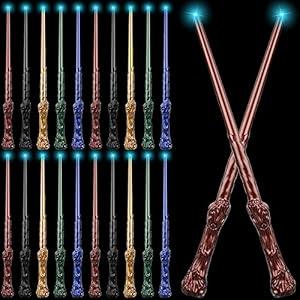 Jerify 20 Pcs Light up Magic Wands for Kids, Wizard Wand Sound Light up Toys Bulk 14.6 Inch for Kids Girls Boys Costume Cosplay Accessory Mexican Halloween Party Favors(Multi Colors)