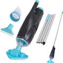 Rechargeable Handheld Pool Vacuum Set with Adjustable Pole and 2 Interchangeable Brush Heads, Ideal for Above-Ground Pools, Hot Tubs, Spas, and Small Pools up to 20ft Cordless Spot Cleaner(Blue)