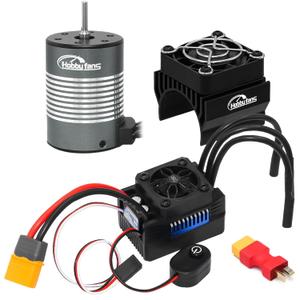 Hobby Fans Waterproof S3650 3900KV Brushless Motor 3.175mm Shaft with Upgrade 60A ESC Electric Speed Controller Combo Set and Heatsink for 1/10 Remote Control Car Truck, Titanium