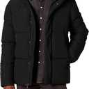 Amazon Essentials Men's Mid-Length Hooded Puffer Coat (4X-Large Big, Black)