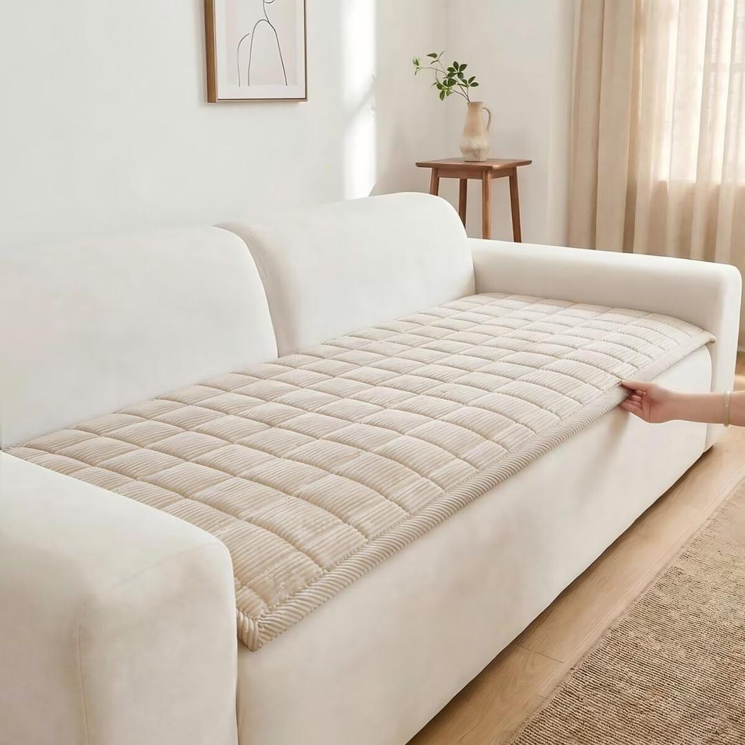 Pet Couch Cover Dogs Washable Non-Slip Couch Protector Pet Friendly Dog Mat for Couches and SofasBeige White, 27.6"70.9"