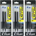 Pilot G2, Dr. Grip Gel/Ltd, ExecuGel G6, Q7 Rollerball Gel Ink Pen Refills Blue .7 mm 3 Pack